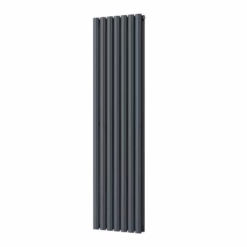 UK Radiators Omeara Anthracite Elliptical Tube Vertical Designer Double Panel Radiator, H: 160 cm, W: 40.6 cm – 2
