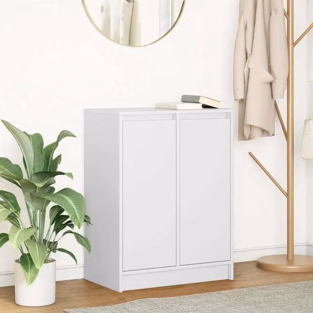 Berkfield Home White Minimalist Sideboard in Engineered Wood W/D/H: 57 x 34 x 76 cm