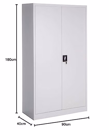 tectake Set of 2 Metal Filing Cabinets with Adjustable Shelves and Lockable Hinged Doors, Grey, H 180 x W 90 x D 40 cm – 2