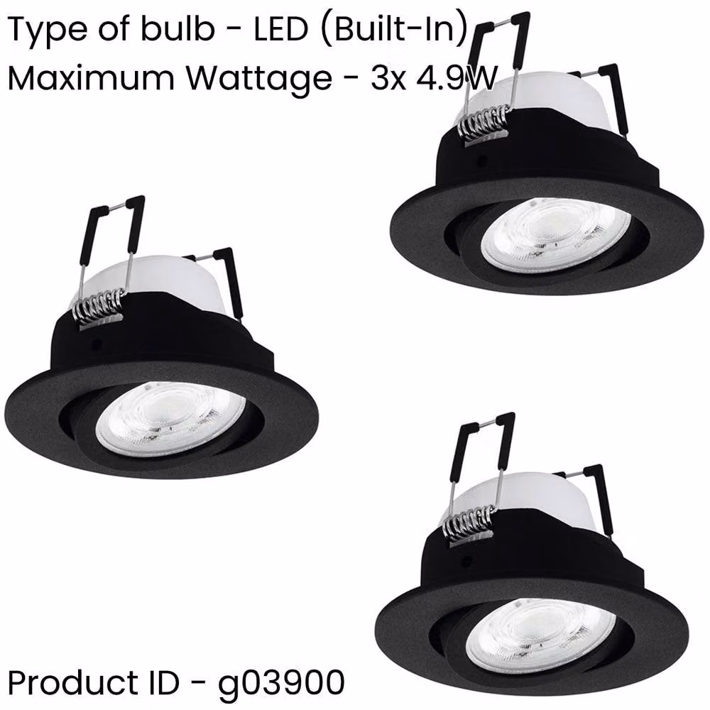 Loops 2 Pack Black Modern Round LED Ceiling Spotlight with Bulbs Included – 2