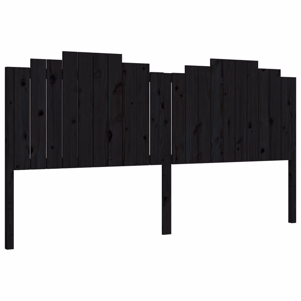 Berkfield Home Beautiful Solid Wood Bed Frame with Headboard in Black, W/D/H: 200 x 200 x 205.5 cm – 3