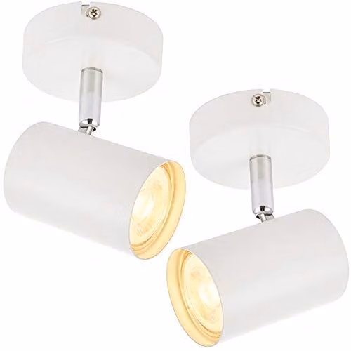 Loops Pack of 2 Adjustable LED Ceiling Spotlights in White and Chrome, GU10 Dimmable Downlights