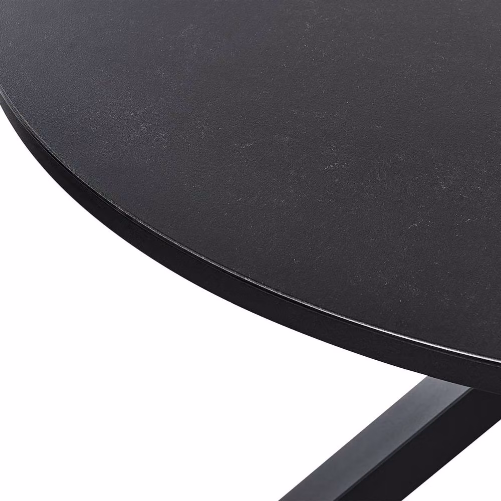 Wyld and Coco Round Garden Table with Black Aluminium Frame and Ceramic Glass Top, Diameter: 120 cm, Height: 75 cm – 4