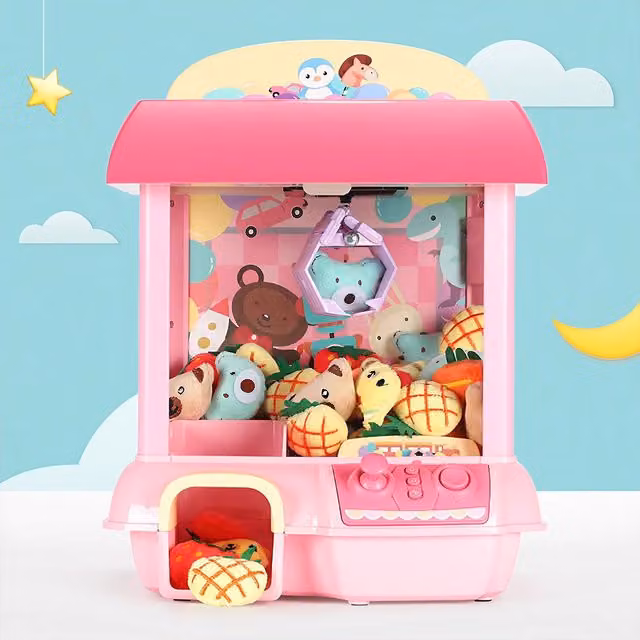 Livingandhome Wireless Doll Claw Machine Toy for Kids with 6 Dolls, Pink