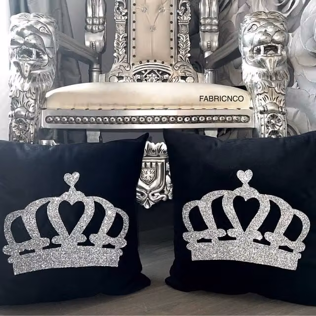 FABRICNCO Black Plush Velvet Square Cushion