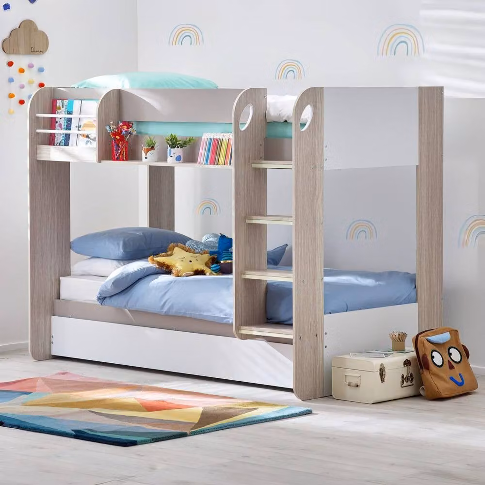 Cheshire Quartz Bunk and Underbed Single Bed in Taupe and Grey, W/D/H: 90 x 200 cm