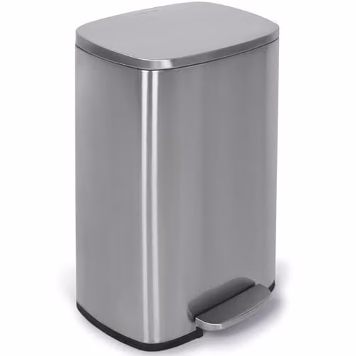 NETTA 50L Stainless Steel Kitchen Pedal Bin in Silver with Soft Close Lid and Removable Inner Bucket – 1