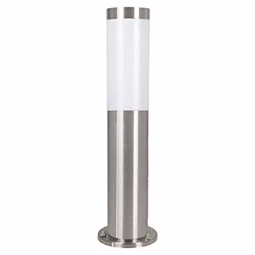 Loops IP44 Outdoor Bollard Light in Silver Stainless Steel, 12W E27, Height: 45 cm
