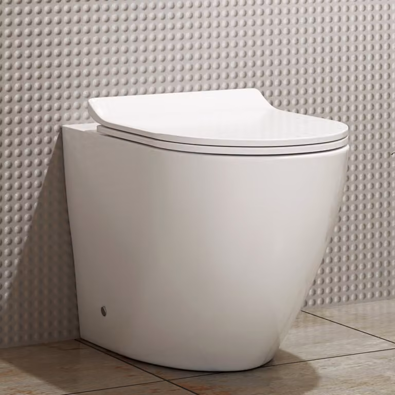 Royal Bathrooms Elva Back to Wall Rimless Ceramic Toilet Pan in White with Slim Soft Close Seat