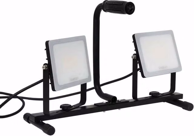 Stanley Twin Worklight 5400 Lu Black and Multicolour Adjustable Shatterproof Floodlight with UK Plug