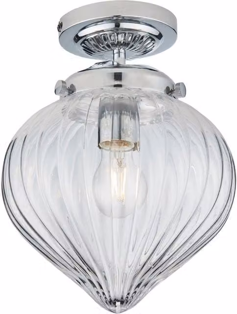 Endon Chrome and Transparent Glass Sphere Ceiling Light with E27 Fitting, IP44 Rated for Bathrooms