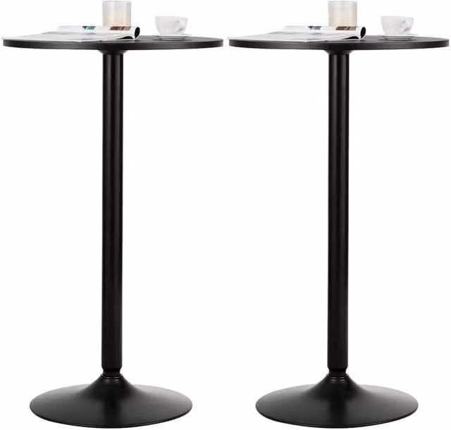 Costway Set of 2 Round Bar Tables in Black Matt Finish