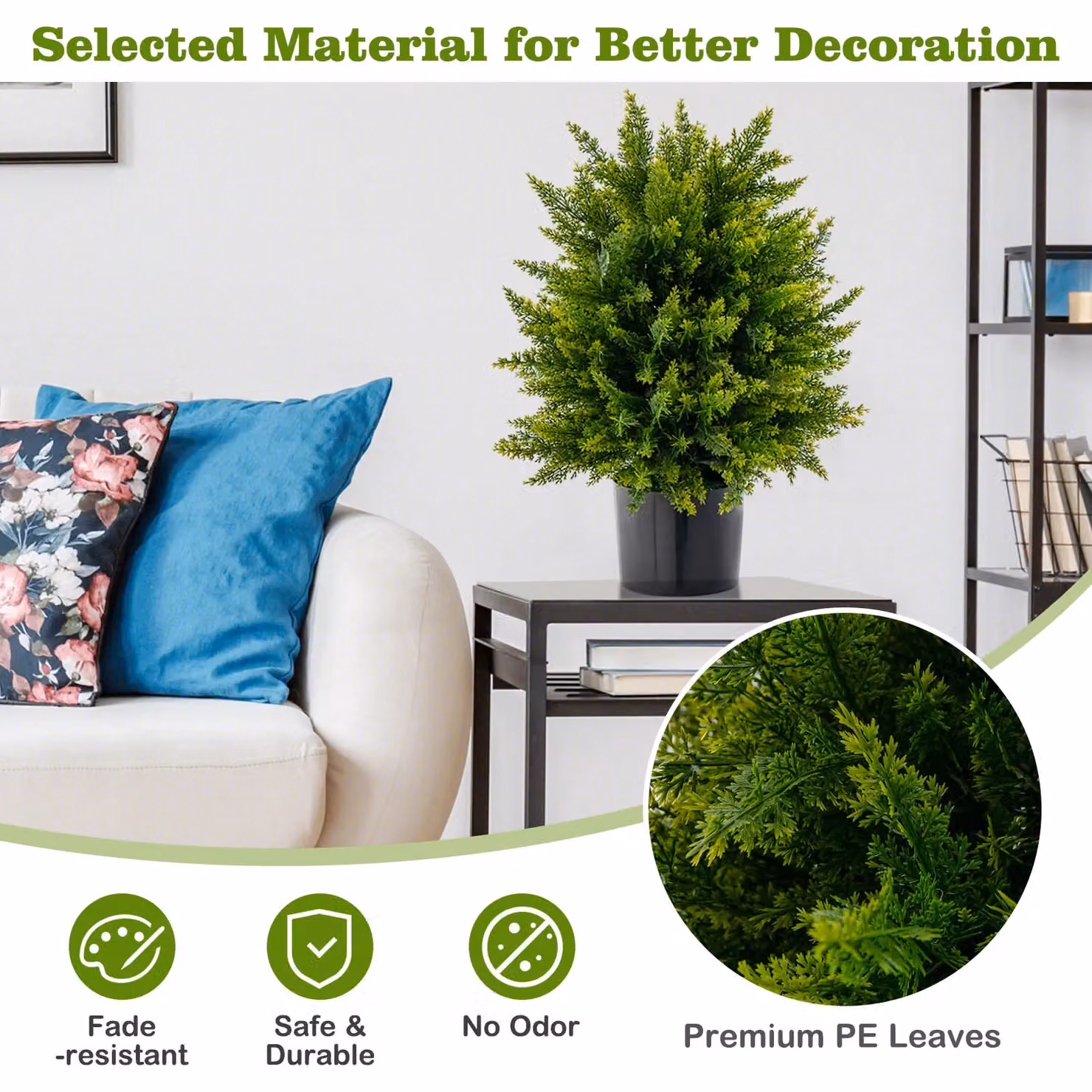 Gymax 2-Pack Artificial Green Cedar Topiary Ball Trees – 2