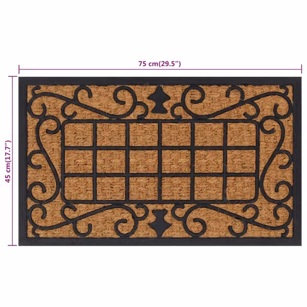 Berkfield Home Rectangular Door Mat in Brown, Rubber and Coir, W: 75 cm, D: 45 cm – 4