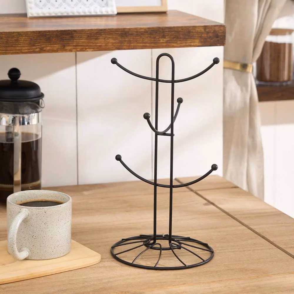 FLAVORA Metal Mug Tree Countertop Wire Cup Holder in Black, W/D/H: 15.0 x 35.0 x 15.0 cm – 2