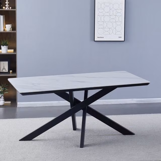 Artemis Home Modern Rectangular Ceramic Dining Table in White, W: 160 cm, D: 90 cm