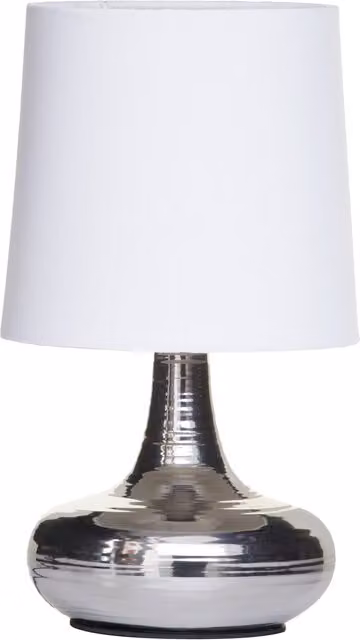 Litecraft Mini Scratched Table Lamp in Polished Chrome and White