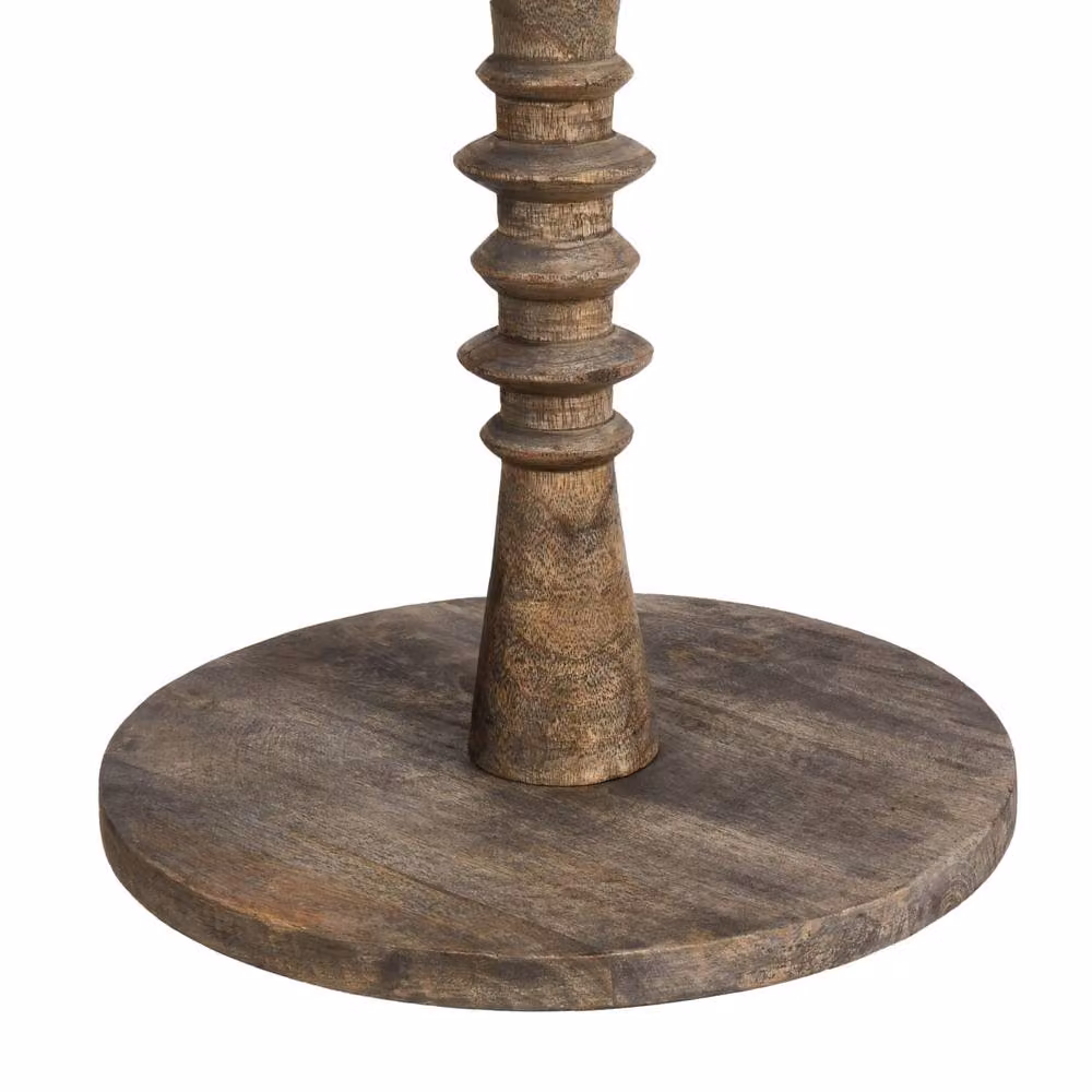Wyld and Coco Set of 2 Round Mango Wood Side Tables in Brown – 4
