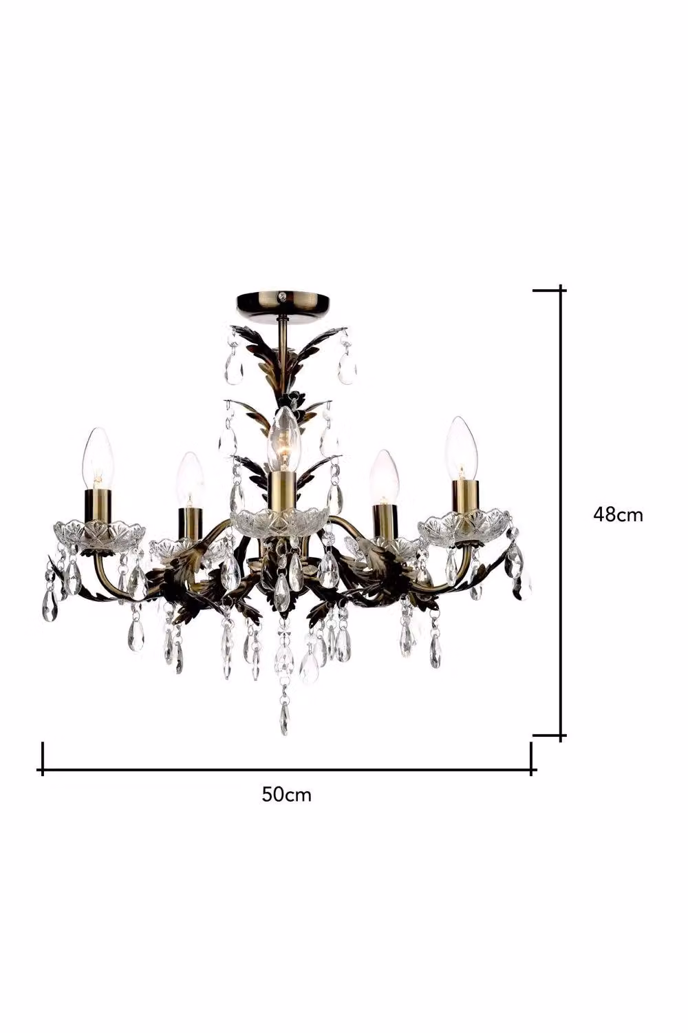 BHS Lighting Paisley Flush Ceiling Light in Gold and Brass with Crystal Details – 3