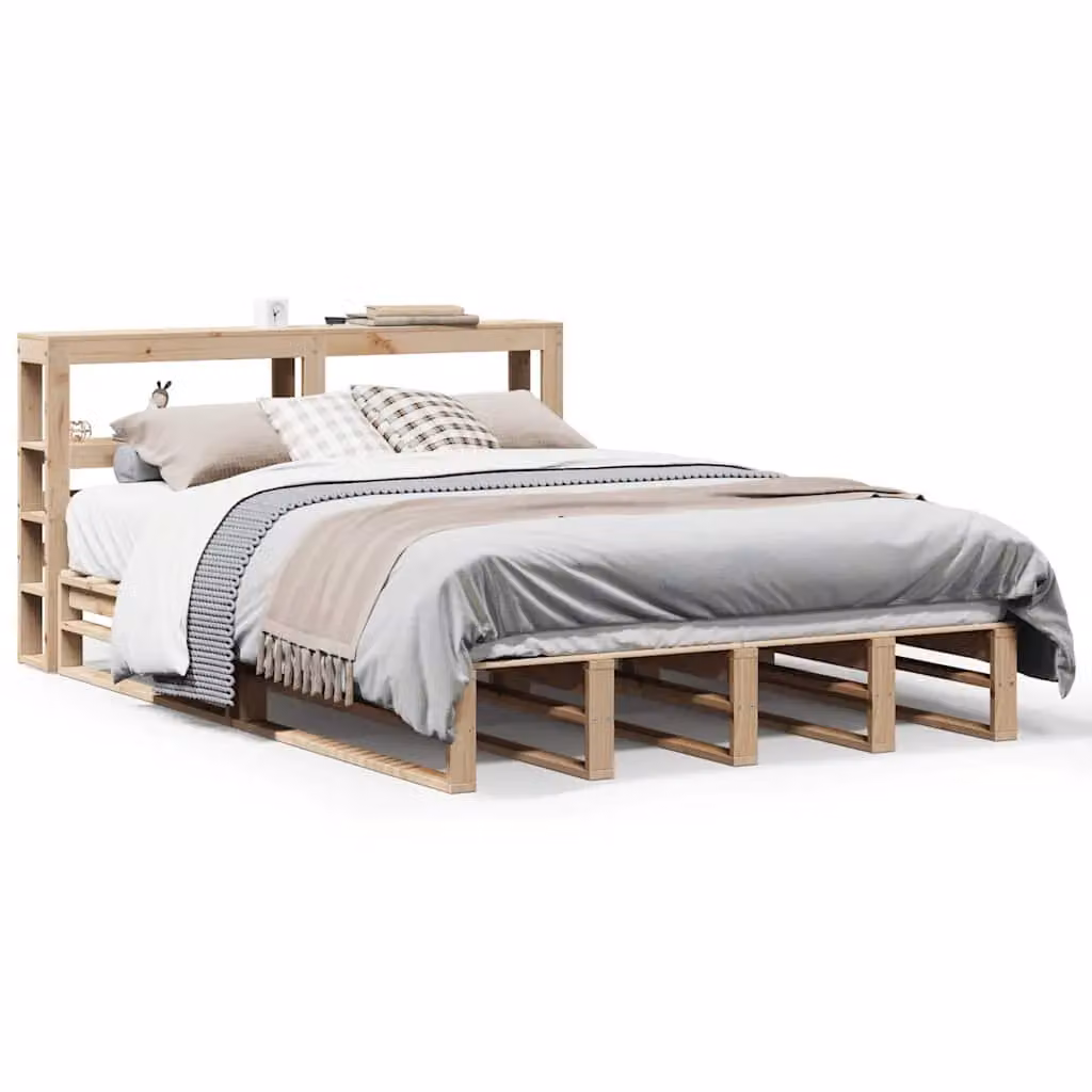 Berkfield Home Small Double Bed Frame in Brown Rustic Solid Pine, W/D/H: 120 x 200 cm – 2
