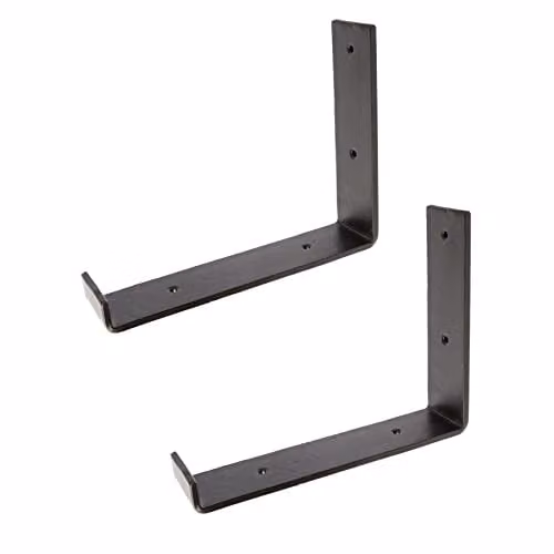 Hammer and Tongs Powder-Coated Iron Scaffold Board Shelf Bracket, Black, Pack of 2