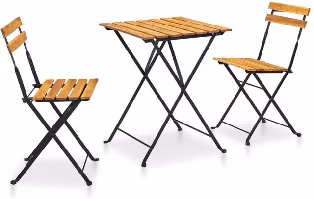 Berkfield Home 3 Piece Folding Bistro Set in Brown Solid Acacia Wood – 1