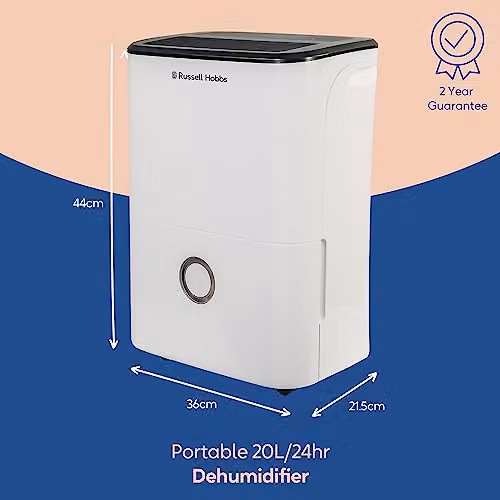 Russell Hobbs RHDH2002 20L/Day Dehumidifier with Smart Timer and Continuous Drain, White – 2