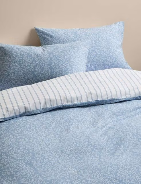 M&S Cotton Rich Blue Mix Printed Duvet Cover Set, 200 x 200 cm