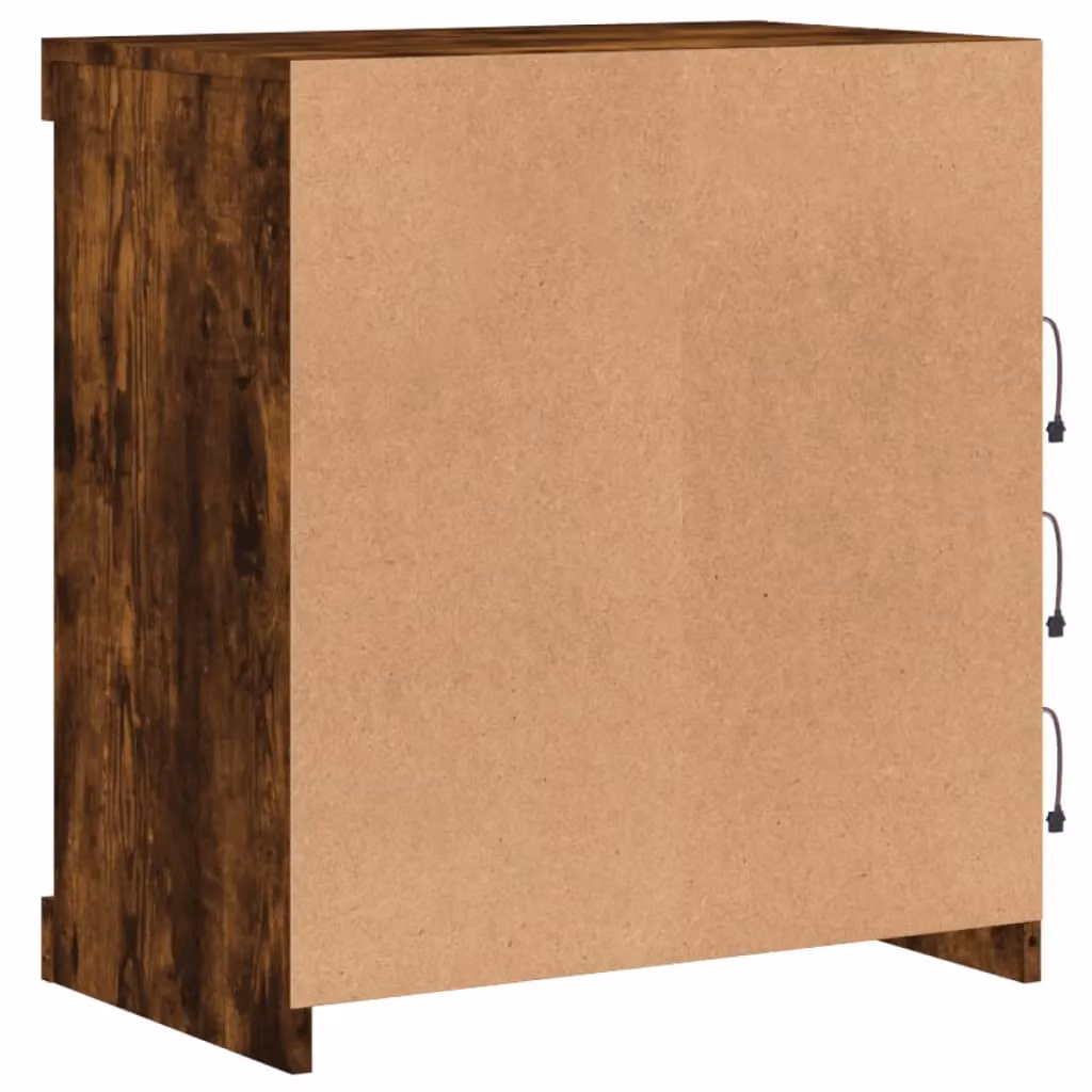 Berkfield Home Modern Sideboard with Integrated LED Lights in Smoked Oak Brown, W: 60.5 cm, D: 37 cm, H: 67 cm – 6