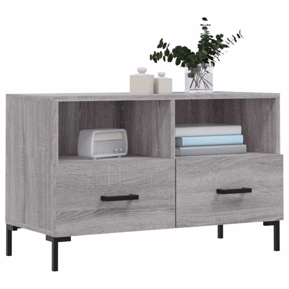 Berkfield Home Modern Grey Sonoma TV Cabinet W: 80 cm, D: 36 cm, H: 50 cm – 3