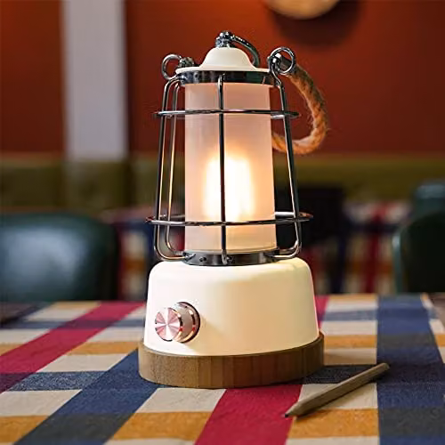 Harper Living Rechargeable Retro LED Camping Lantern in White, Dimmable and RGB Colour Changing, 370 Lumen, Water Resistant – 6