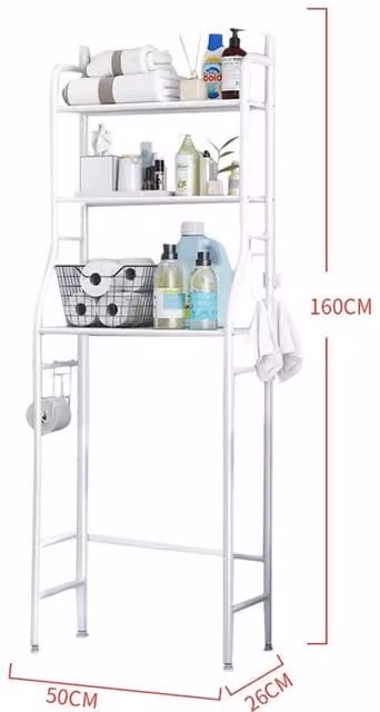 FORGEVIO White 3 Tier Freestanding Metal Bathroom Storage Rack