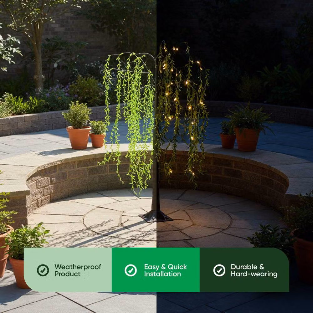 Gardenwize Solar Willow Tree Lights with 120 Warm White LEDs in Green – 2