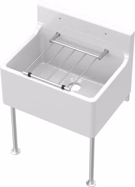 Balterley White Ceramic 1 Bowl Fireclay Kitchen Sink with Cleaner and Grill Legs W/D/H: 51.5 x 38.2 x 39.3 cm – 1