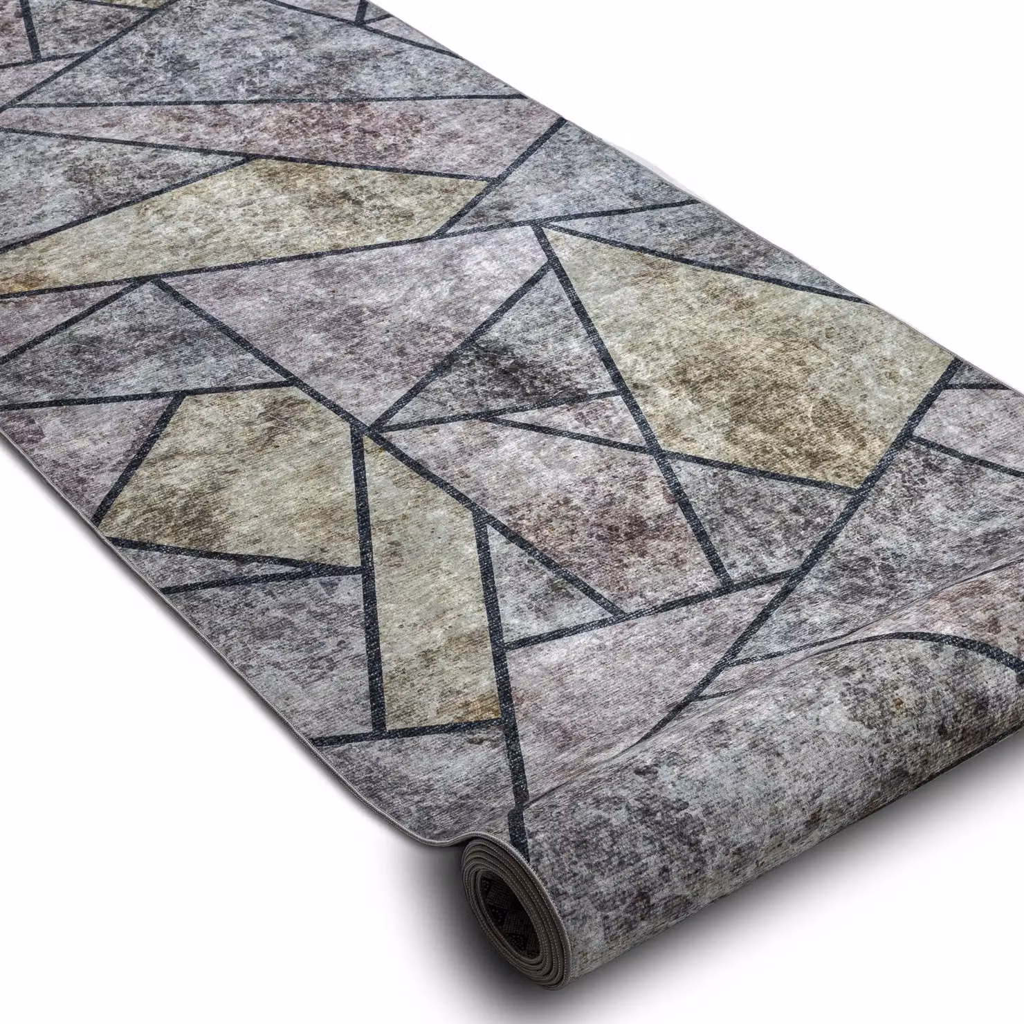 RugsX Anti-Slip Lotus Geometric Runner in Grey, W: 60 cm x L: 110 cm – 2