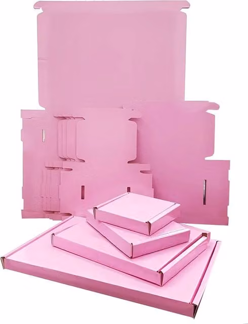 Storm Trading Group 50 Pink Mini Die Cut Corrugated Cardboard Postal Boxes W: 10 cm, D: 10 cm, H: 2 cm
