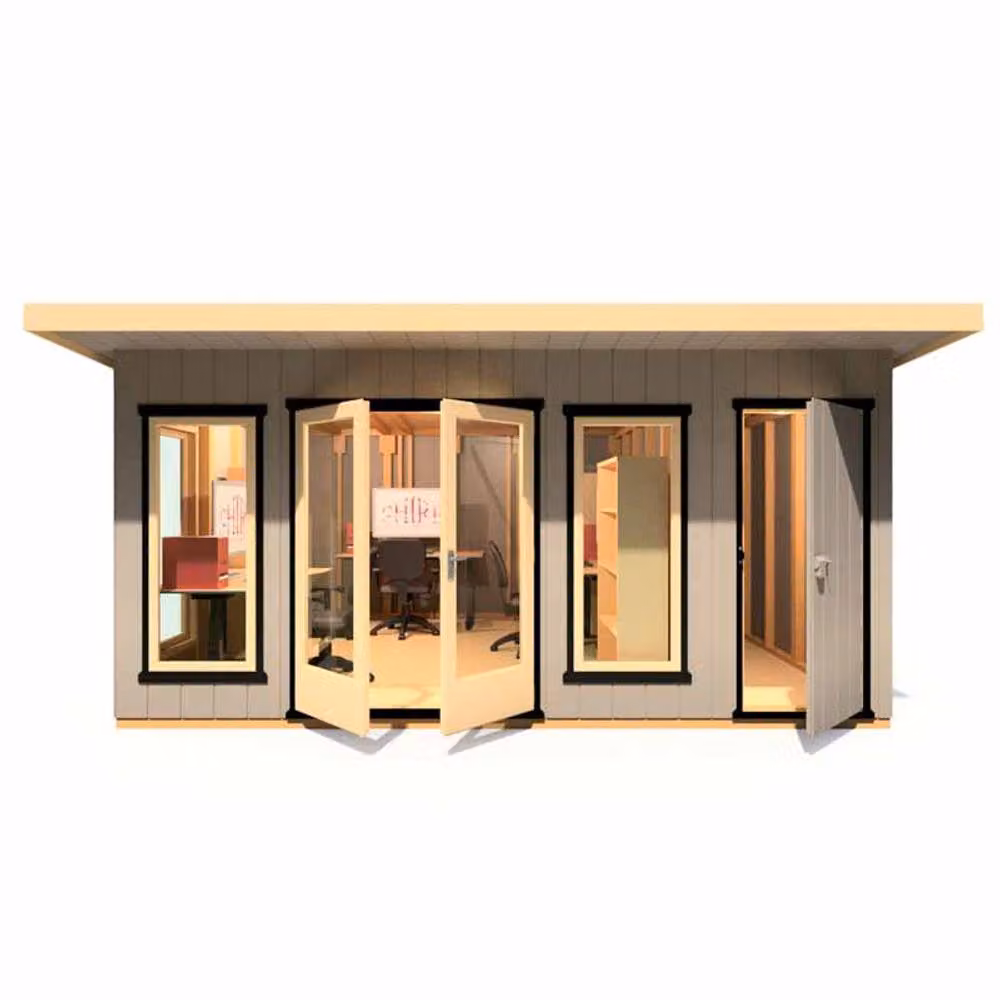 Shires Cali Pent Garden Office in Light Brown, W: 509.4 cm, D: 456 cm, H: 246.1 cm – 2