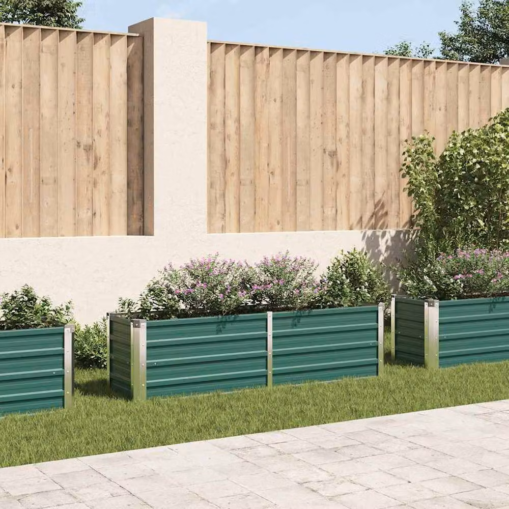 Berkfield Home Garden Galvanised Steel Raised Bed in Green, W/D/H: 160 x 40 x 45 cm – 2