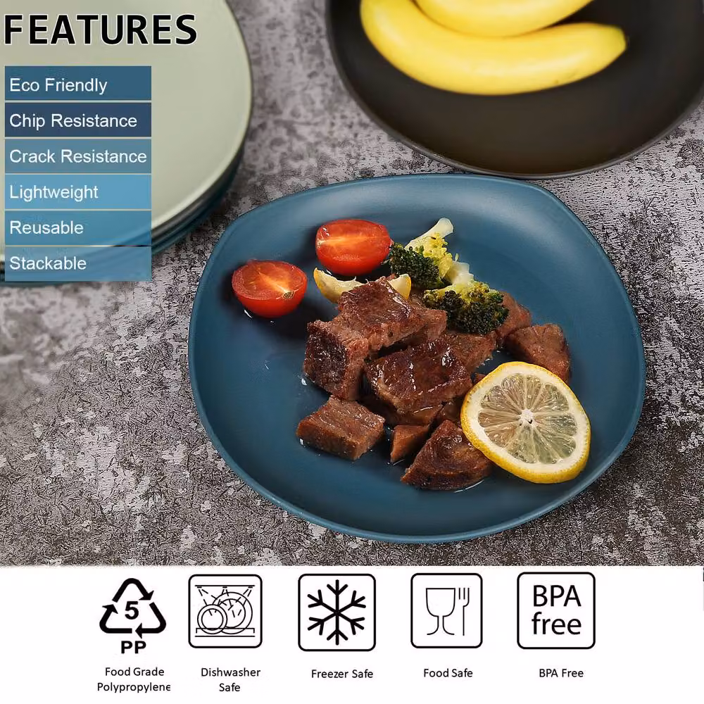 Greentainer Unbreakable Lightweight Plastic Dinnerware Set for 4 in Blue – 2