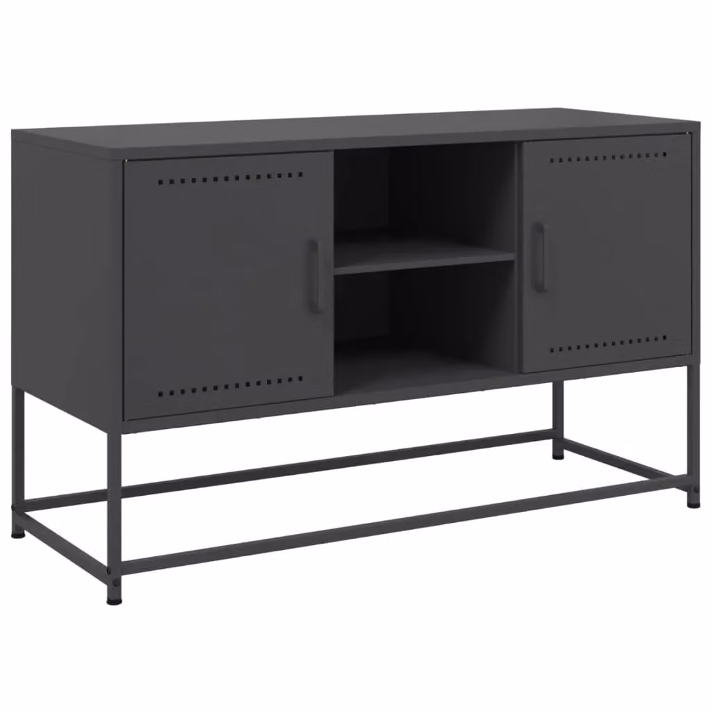 Berkfield Home Industrial TV Cabinet in Black Metal, W/D/H: 100.5 x 39 x 60.5 cm – 2