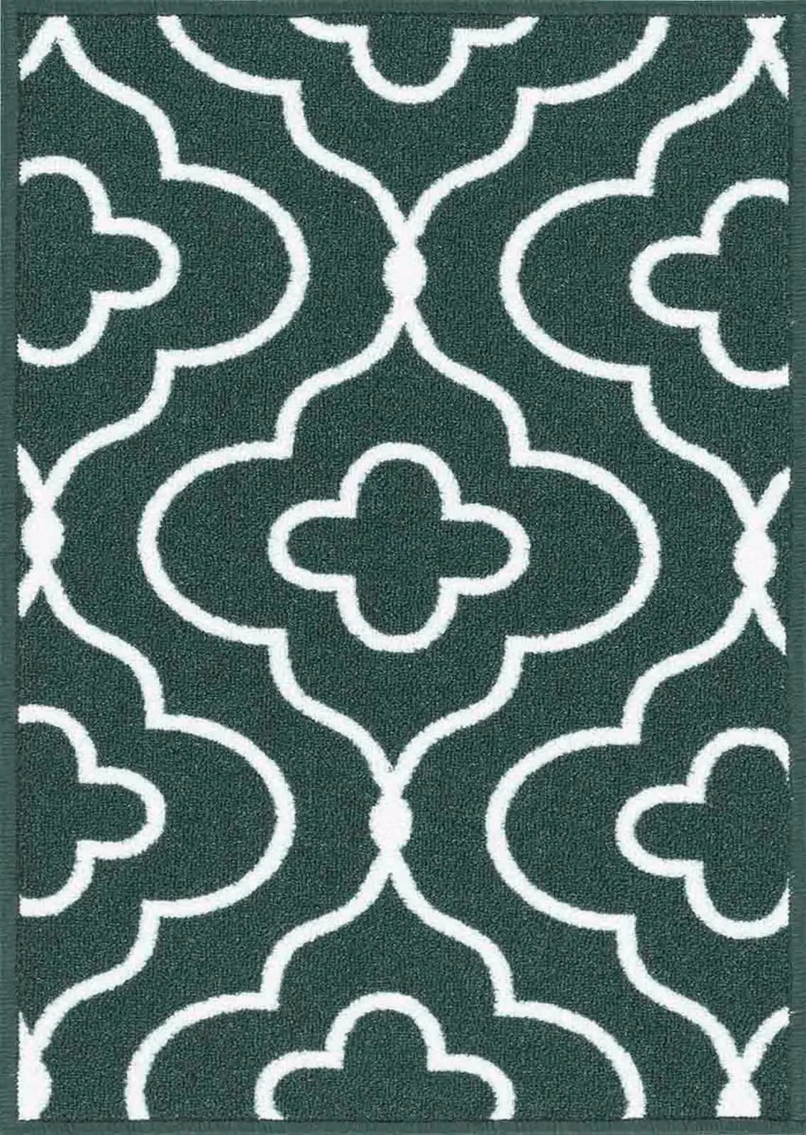 Desire Rugs Anti-Slip Quatrefoil Design Machine Washable Doormat in Green, W: 60 cm, D: 40 cm – 2