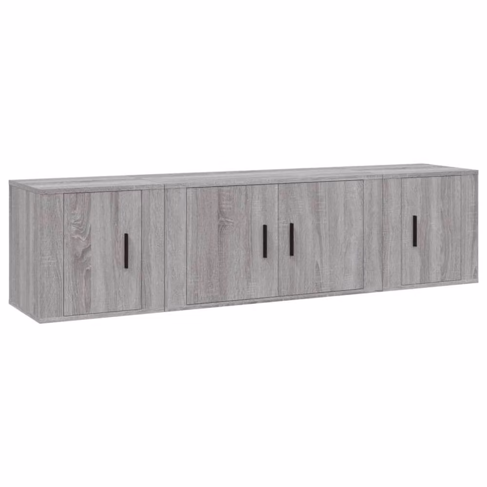 Berkfield Home Classic 3 Piece TV Cabinet Set in Grey Sonoma Matt MDF – 3