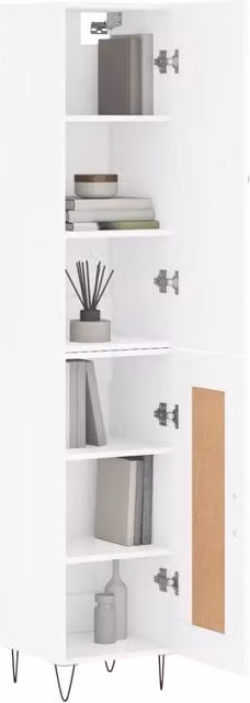 Berkfield Home White Modern Highboard with Hinged Doors and Internal Shelves, W/D/H: 34.5 x 34.0 x 180.0 cm – 1