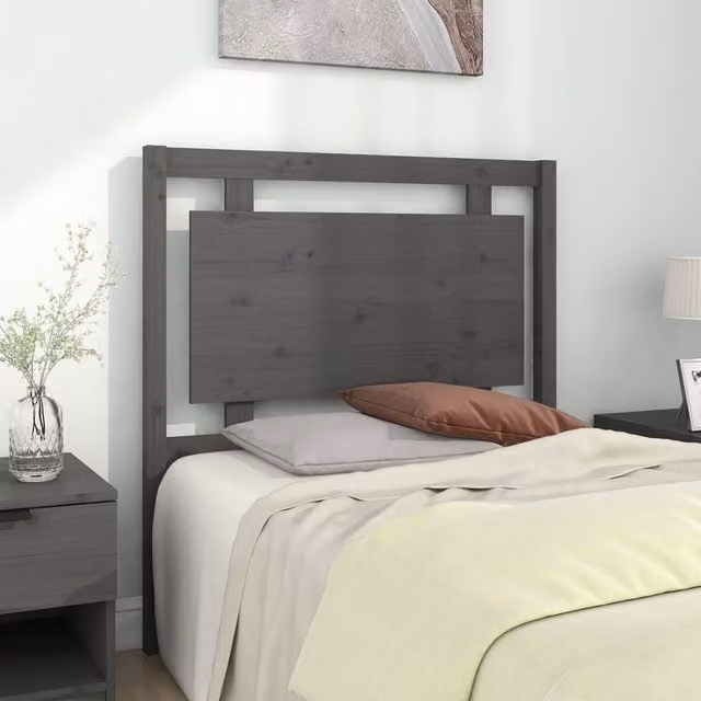 Berkfield Home Grey Rustic Solid Pine Wood Bed Headboard W: 95.5 cm, D: 4 cm, H: 100 cm