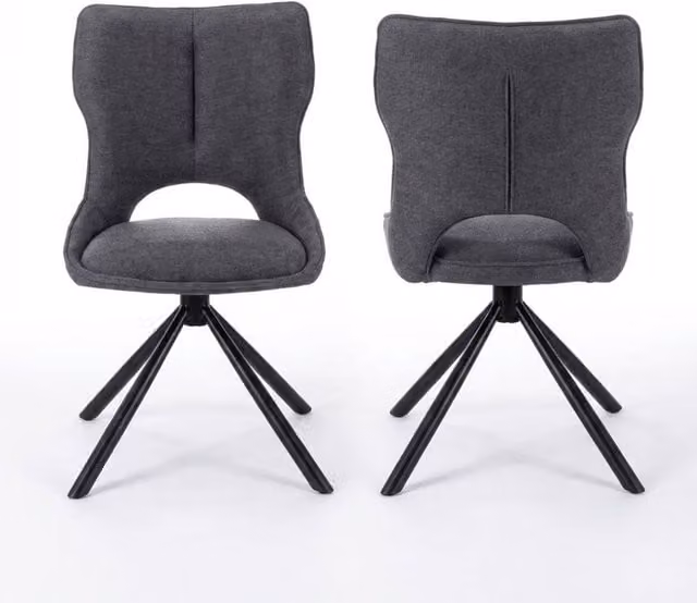 Home Luxe Interior Roseland 360 Swivel Dining Chairs, Set of 2, Grey Fabric – 1