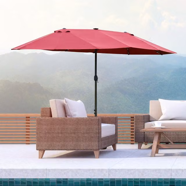 Outsunny 4.4m Double Sided Cantilever Sun Parasol in Red