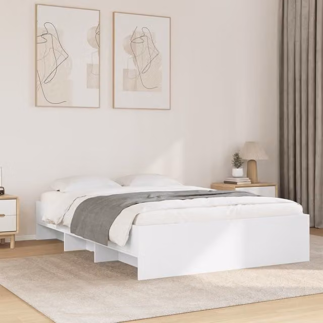 Berkfield Home Small Double Bed Frame in White, Engineered Wood, W/D/H: 120 x 190 cm – 1