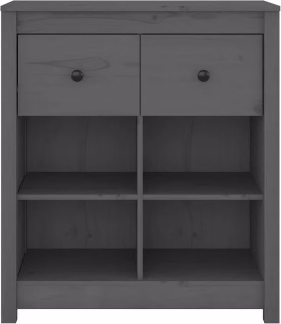 Berkfield Home Grey Solid Wood Pine Sideboard W/D/H: 70 x 35 x 80 cm