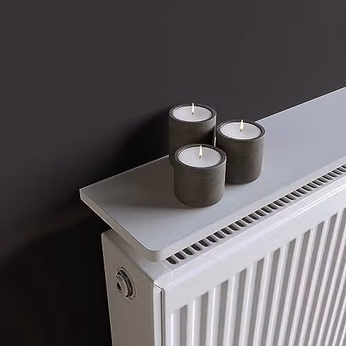 RBUK Matte White MDF Radiator Shelf, W: 90 cm, D: 15 cm, H: 18 cm