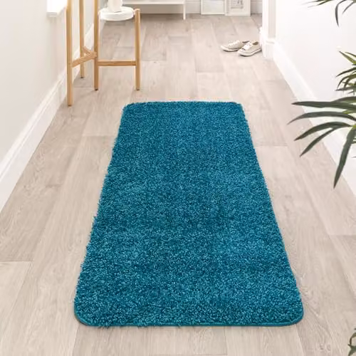 My Mat Non-Slip Shaggy Pile Runner in Turquoise Petrol, W: 67 cm, L: 150 cm – 2